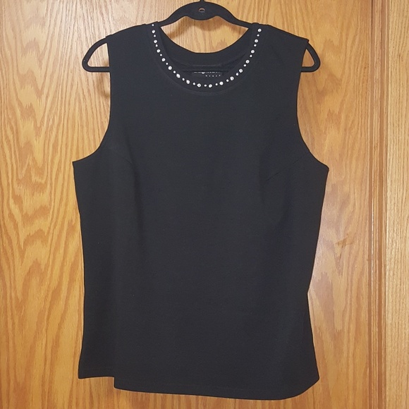 Sag Harbor Tops - Black Sag Harbor Sleeveless Bedazzled Knit Top 1X